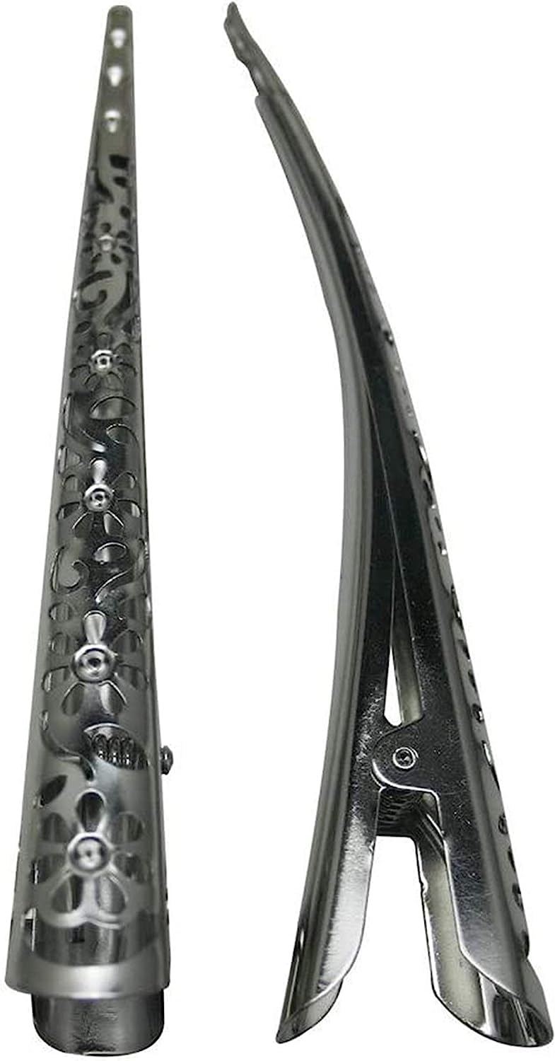 Time Roaming Duck Bill Clip Color Silvery Flower Shaped 5.1" Length Large Size without Teeth Pack of 4 - Image 1